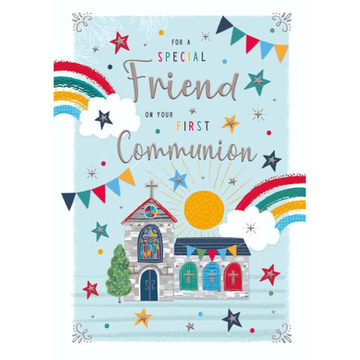 Picture of FOR A SPECIAL FRIEND ON YOUR FIRST COMMUNION CARD BLUE